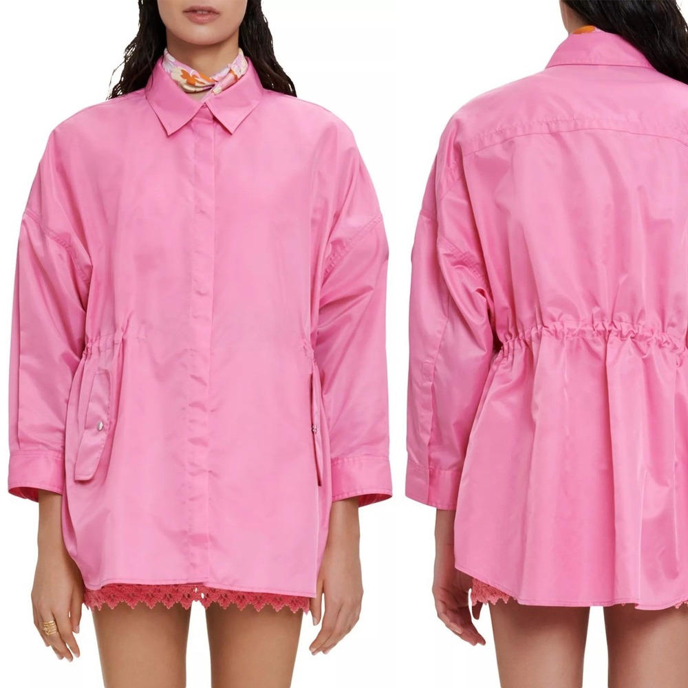 NWT MAJE Pinky Windbreaker Size 0 or XS Rose Pink Technical Fabric Oversized